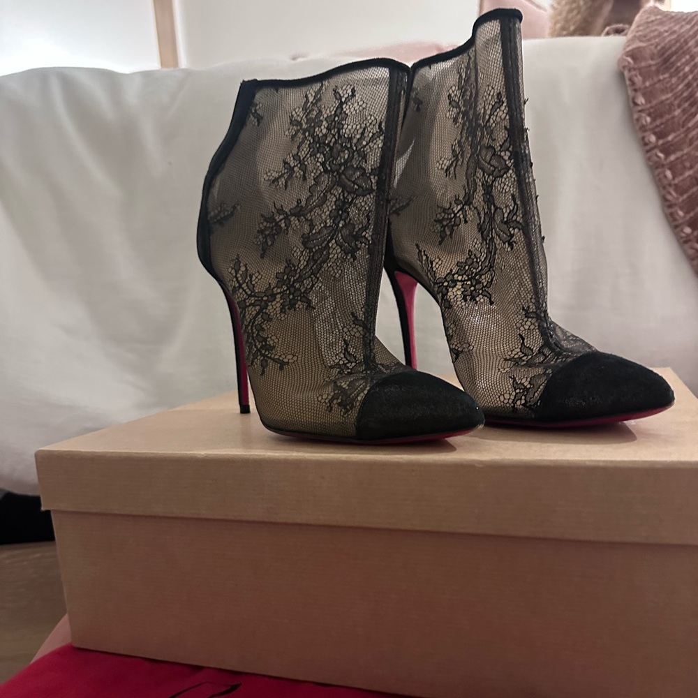 Christian Louboutin Black Lace Pumps